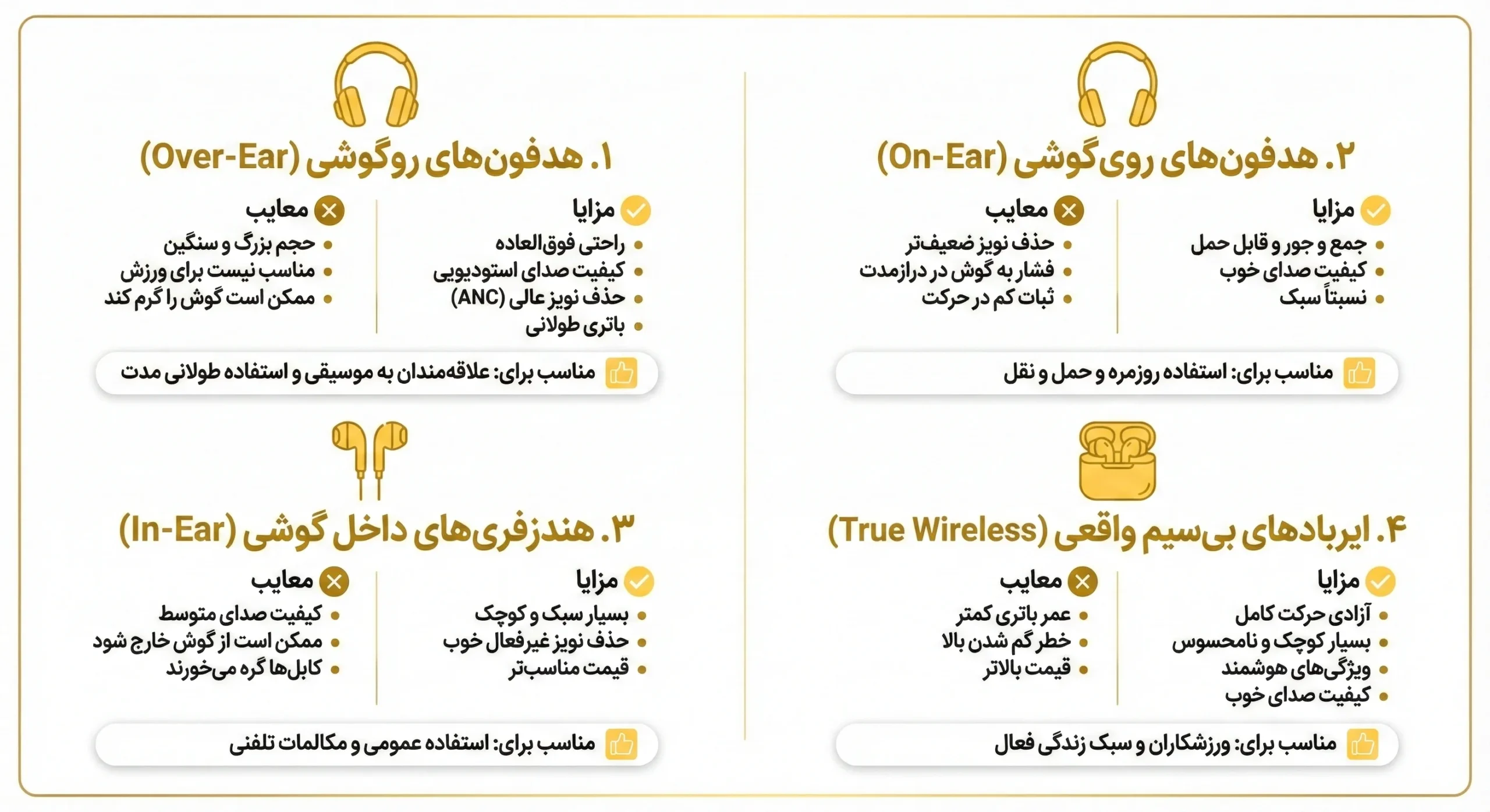 انواع هدفون و هندزفری